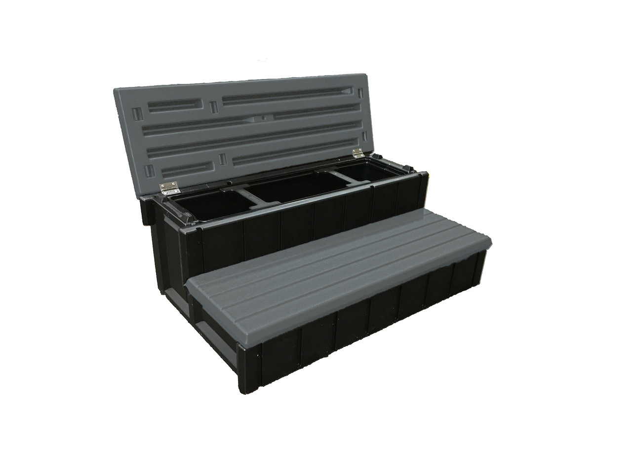 What are its step dimensions and storage compartment dimensions?