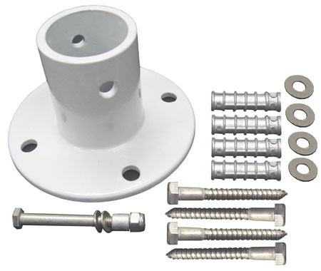 What are the dimensions of the PF-3119-A Perma-Cast Aluminum Slide Flange, and will it fit my existing 1.9" pool rail?