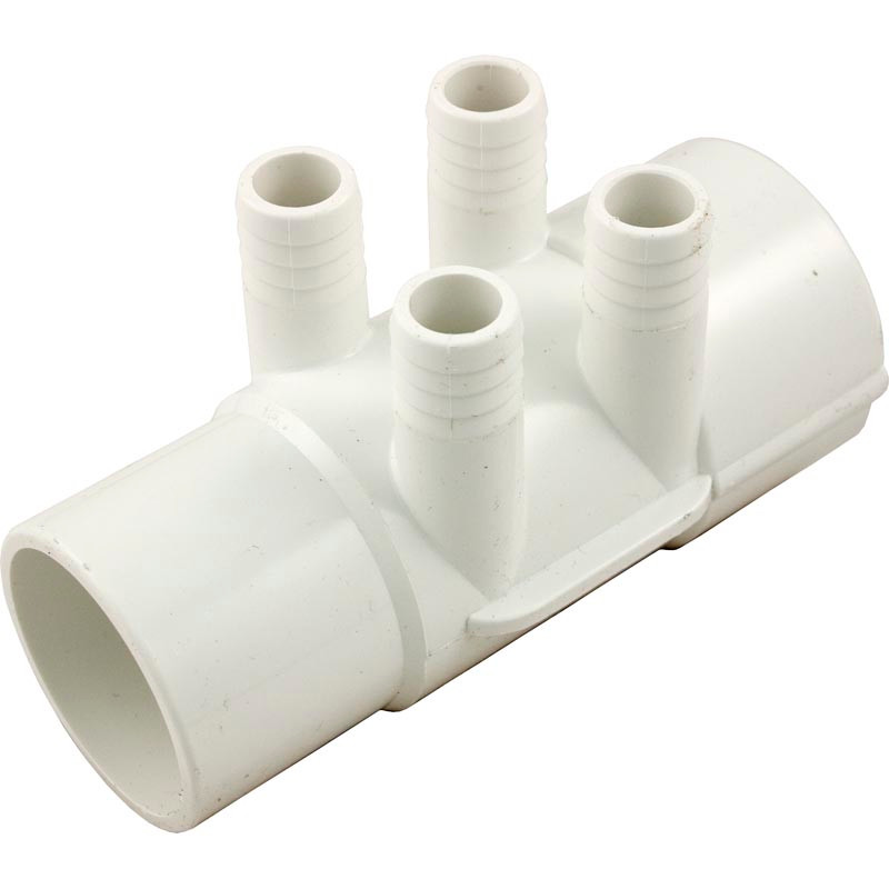 Waterway Manifold 4-Port Flo-Thru 2" Slip X 2" Spigot X 3/4" Ribbed Barb | 672-7140 Questions & Answers