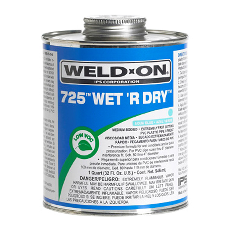 1 Qt 725 Wet 'R' Dry Blue PVC Cement | 725QCS Questions & Answers